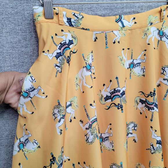 ANTHROPOLOGIE MODCLOTH CARROUSEL HORSE PRINT SKIRT, SIZE M - Picture 5 of 8
